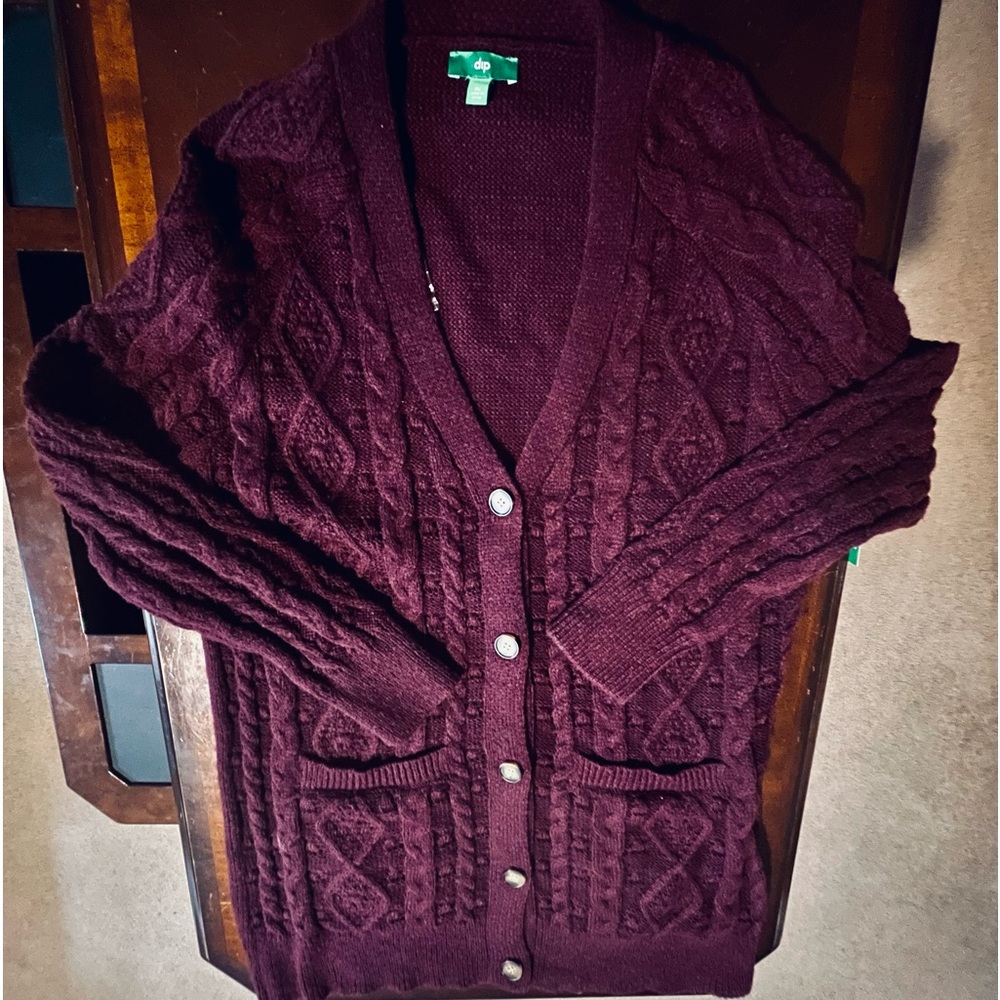 Button down burgundy cardigan long length NWT - Picture 3 of 13